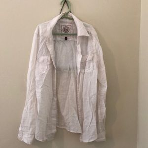 100% cotton, white, button down, collared shirt